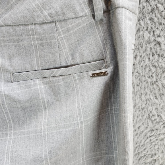 Calvin Klein Ankle Pants Women's 10 Gray Plaid Stretch Zip Fly Straight Leg - Picture 9 of 16